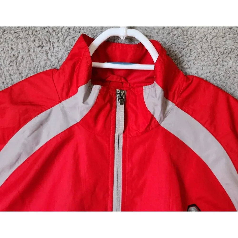 Nike Team Ohio‎ State Buckeyes Red Full Zip Windbreaker Jacket Size L Polyester